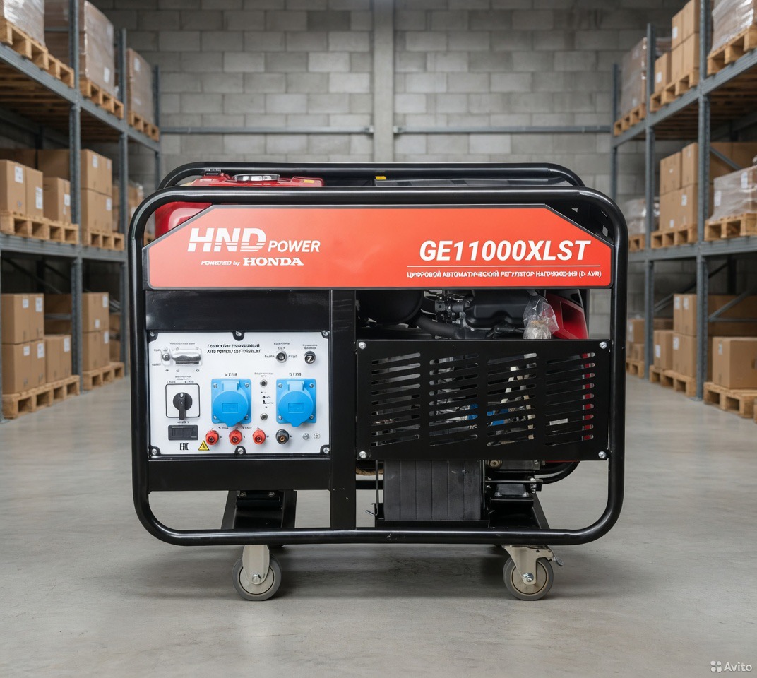 Бензиновый генератор HND GE 11000 XLST 11 кВт (220/380 В) с двигателем Honda — фото 2