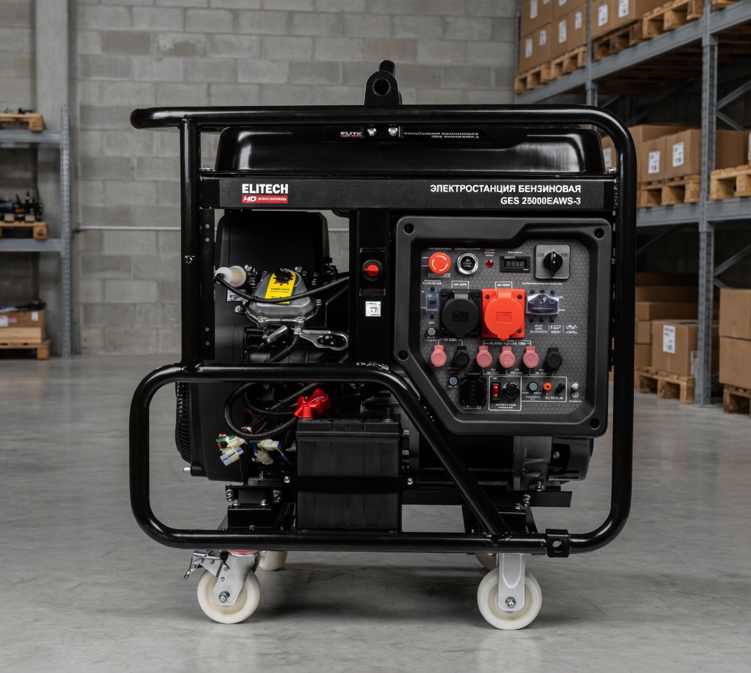 Бензогенератор REDVOLT EPB19000EA-T 17 кВт (220/380 В) Dual Power с электростартером — фото 2